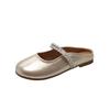 Mules de Tira de Pedrería Suave con Punta Abierta sin Cierre para Mujer, Estilo Verano 2026, Súper Versátiles y Elegantes para Usar Afuera, Combinados con Vestidos
