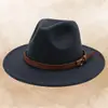 Fedora de lana de moda europea y americana con logotipo personalizado, fedora de jazz de estilo retro británico, sombrero de fieltro de ala plana unisex