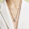 Collar Sencillo de Cuerda de Cuero Ajustable con Gota de Agua, Elegante, Sencillo, Colgante de Gama Alta, Collar Largo Ovalado de Gota de Agua para Mujer