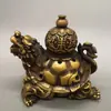 Quemador de Incienso Antiguo de Latón Viejo Tortuga Dragón Muebles para el Hogar Colección Antigua Quemador de Incienso Calabaza de Cobre Tortuga Dragón Muebles