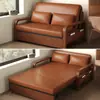 Sofá cama, sofá cama multifuncional estilo chino, doble propósito para el hogar y el estudio, sofá cama extensible, sofá cama plegable de cuero encerado al aceite