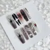 Moda Europeia e Americana Unhas Postiças Vestíveis Nail Art de Natal Adesivos Removíveis Vestíveis Nail Art de Garota Popular Estilo Longo Atacado