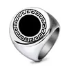 Anillo Redondo Grabado con Láser de la Gran Muralla de 22 mm, Nuevo Producto Transfronterizo Europeo y Americano, Anillo Personalizado Vintage Desgastado para Hombre, Venta al por Mayor