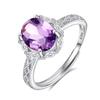Anillo de Piedra Preciosa Natural de Color Transfronterizo Plata de Ley S925 Anillo Ajustable para Mujer Joyería de Alta Gama que No se Desvanece para Mujer