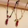 Cadena para Suéter Ovalada con Forma de Frijol, con Cuentas de Acrílico y Circonita Europea y Americana, Estilo Étnico Retro, Collar Personalizado de Alta Gama para Mujer