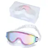 Gafas de Natación para Adultos con Marco Grande Recubiertas para Cruce de Fronteras con Alta Definición y Amplio Campo de Visión, Sellado de Silicona, Gafas de Natación Impermeables y Anti-UV al por Mayor
