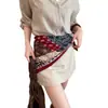 Cinturón de bufanda roja de seda estilo étnico para mujer, bufanda cuadrada vintage para combinar con faldas, accesorio para la cintura, bufanda decorativa para la cintura, accesorio de corbata para el cuello