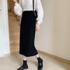 Falda de punto para mujer, otoño e invierno, nueva, cintura alta, adelgazante, dividida, de un solo paso, falda de cadera recta elegante de longitud media