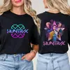 Camiseta Feminina Kpop Demon Hunter Huntrx Hip Hop Manga Curta Estampa Gráfica Anime Coreano Y2K Top Feminino