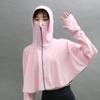 Roupa Anti-Sol para Roupa Exterior Feminina Nova Seda Gelo Respirável Verão com Capuz Curta Ciclismo Anti-UV Manga Longa Blusa de Proteção Solar