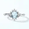 Anillo de Plata de Ley 925 Estilo Japonés y Coreano Lujo Ligero Topacio Azul Cielo Corolla Nuevo Anillo de Flor Vintage Venta al por Mayor