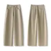 Calça Casual Cor de Damasco para Primavera, Nova Moda Primavera e Outono 2026, Cintura Alta, Slim, Corte Reto, Calça Social