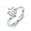Kuaishou Douyin Transmisión en Vivo Cadena de Suministro Anillo de Diamante Moissanita Simulada Girasol Un Quilate Anillo Ajustable para Mujeres Venta al por Mayor