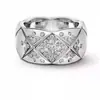 Anillo con Patrón Acolchado Coco Oro de 18 Quilates Incrustado con Diamantes Anillo Apilable Versión Ancha y Estrecha Anillos de Pareja de Plata de Ley Estilo Ins