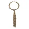 ZA nuevo collar vintage de cuentas de arroz marrones multicapa con borla larga cadena para el cuello cadena para la clavícula europea y americana transfronteriza para mujer