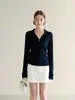 Suéter de punto adelgazante estilo coreano para mujer, de manga larga, jersey, casual, estilo old money, adecuado para usar en otoño, agradable para la piel, transpirable, top de color liso