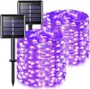 Lámpara solar de alambre de cobre LED 8 funciones cadena de luces decoración de jardín exterior linterna impermeable lámpara de alambre de cobre en stock al por mayor