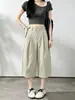 Pantalones Cropped de Pierna Ancha de Cintura Alta para Mujer, Estilo Nuevo de Verano 2026, Perezosos y Relajados, Adelgazantes, Casuales, Versátiles, Pantalones de Algodón Lavado
