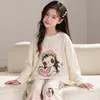 Pijamas Nuevos para Niñas 2026 para Primavera y Otoño, Algodón Puro, Manga Larga, Estilo Delgado, Elegante Conjunto de Ropa de Casa de Otoño para Niños y Niñas