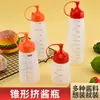 Botella exprimible de salsa de tomate, botella exprimible con boquilla para miel, botella de plástico de grado alimenticio para ensalada, frasco comercial, frasco para condimentos de salsa