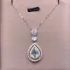 Olivino Topacio amatista topacio rosa colgante plata s925 incrustado completo diamante colgante femenino gota de agua Moda collar