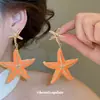Aretes de Plata Isla de Verano con Goteo de Aceite Colgante de Estrella de Mar Aretes de Botón Personalidad Estilo Vacacional Aretes Colgantes Diseño de Aretes Sentido de Diseño Aretes Transfronterizos