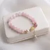 Pulsera Nueva de Aguamarina Natural Pulsera de Cristal Rosa Temperamento Femenino Moda Personalidad Versátil Pulsera Pequeña Fresca para Entrega