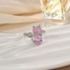 Anillo de Flor de Cristal de Diamante Flash Popular Japonés y Coreano con Zircón Microincrustado Dulce Versátil Flor de Amor Anillo Abierto Pulsera