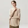 Suéter de tricô com manga morcego, modelagem solta, 12 agulhas, mistura de lã e cashmere para outono e inverno