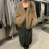 Novo cardigã de tricô estilo coreano, soltinho, em imitação de mink, com decote V, para o inverno de 2026, suéter plus size, peça de outer