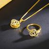 Collar Transfronterizo Chapado en Oro de 18 Quilates Estilo Japonés y Coreano Europeo y Americano con Diamantes Negros en Forma de Rosa Que No Se Desvanece Fácilmente, Joyería Versátil y Simple