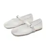 Zapatos planos de ballet de malla transpirable para mujer transfronterizos 2026, talla 46, estilo Mary Jane con separación de dedos, zapatos náuticos de malla con estampado de leopardo