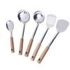 Aço inoxidável engrossado cozinha doméstica madeira grão alça espátula colher de arroz Colander cozinha suprimentos conjunto de cinco peças