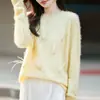 Suéter de Punto Redondo de Lana Cachemir Nuevo Otoño/Invierno 2026 Manga Larga para Mujer con Perlas Plumas Lana Cepillada Top