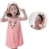 Falda de baño para niños, toalla de baño ponible con diadema, bata de baño suave y absorbente para niños