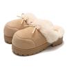 Zuecos Birkenstock de Invierno Cálidos con Suela Gruesa y Aumento de Altura, Estilo Coreano con Lazo, Calzado para Exteriores, Pantuflas de Algodón Felpudas para Mujer Ins