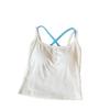 Camisola Bonita de Botones con Espalda Hermosa de Diseño Coreano con Copas para Ropa Interior y Exterior de Verano Top Corto Delgado y Versátil