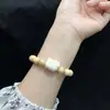 10mm Madeira com Cheiro de Leite Gatinho Cabeça de Fruta Marfim Pulseira de Desenho Animado Pulseira de Madeira com Cheiro de Leite Nova Pulseira Estilo Chinês Pulseira DIY