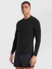 Lulu Seamless Sports Secagem Rápida Manga Longa Jacquard Primavera e Outono Absorvente de Umidade Proteção Solar Ciclismo ao Ar Livre Fitness Roupa Camiseta de Manga Longa Masculina