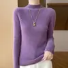 Atacado Suéter de Manga Longa Gola Alta Meio Ajuste Slim 2025 Pulôver Primeira Linha Andy Veludo Fabricante Camisa Base Feminina Transfronteiriço Novo Estilo
