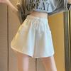 Shorts casuais de cor sólida transfronteiriça femininos verão cintura alta estilo coreano solto casual reto cintura A calças quentes