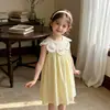 Nuevo Vestido de Verano para Niñas 2026 con Bordado Fresco, Vestido sin Mangas de Corte A en Rosa y Amarillo Claro, Vestido Versátil de Princesa para Niños