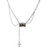 Collar con colgante de cámara marrón vintage para mujer 2024 Nuevo diseño de nicho Personalizado Hip-Hop Cadena cansada apilada