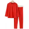 Conjunto de Roupa Íntima Térmica de Veludo Quente para Crianças com Fibra Autoaquecível Roupas Quentes de Outono para Meninos Calças de Outono e Inverno Top Quente para Meninas