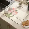 Mantel individual para mesa de comedor de tierra de diatomeas estilo americano con un toque de alta gama, adecuado para uso doméstico, aislante del calor, absorbente de agua, secado rápido, tapete para encimera, tapete de drenaje resistente a manchas para cocina