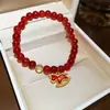 Pulseira Pingente Cavalo com Contas de Ágata para o Ano do Cavalo, Pulseira Versátil Estilo Chinês Retro Novo, Acessório de Mão Exquisito de Alta Qualidade para Mulheres