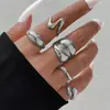 Europa y Estados Unidos anillo articulado geométrico irregular liso exagerado transfronterizo anillo para mujer estilo hip-hop personalidad traje