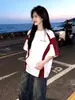 Camiseta de Algodón Puro Pesado Estilo Coreano Estampado de Letra Simple Verano Cuello Redondo Longitud Media Holgada Manga Corta Unisex Top para Viajar Ins