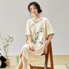 Vestido de Noite Antigo Verão Puro Algodão Pijamas de manga curta Pijamas Feminino Novo Estilo Chinês Estilo Nacional Roupas Soltas para Casa Pode Estar Vestindo Outwear Imitação de Algodão