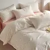 Ropa de Cama de Algodón Puro Estilo Retro Americano Pastoral con Flores Pequeñas Juego de Cuatro Piezas 1.8m Funda Nórdica con Corazón de Niña Sábana Juego de Tres Piezas 1.5